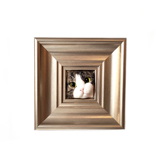 Hand Felted Cat in Frame