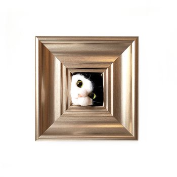 Hand Felted Cat in Frame-art-The Vault