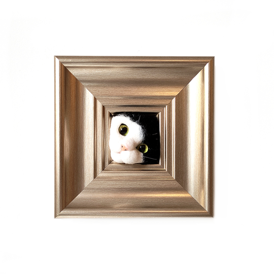 Hand Felted Cat in Frame