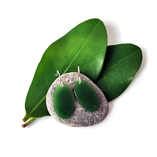 Pounamu Earrings Silver Hooks