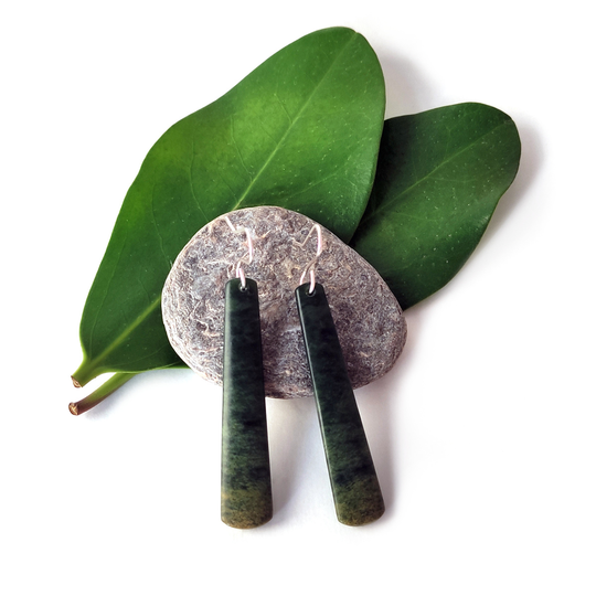 Pounamu Earrings Silver Hooks 