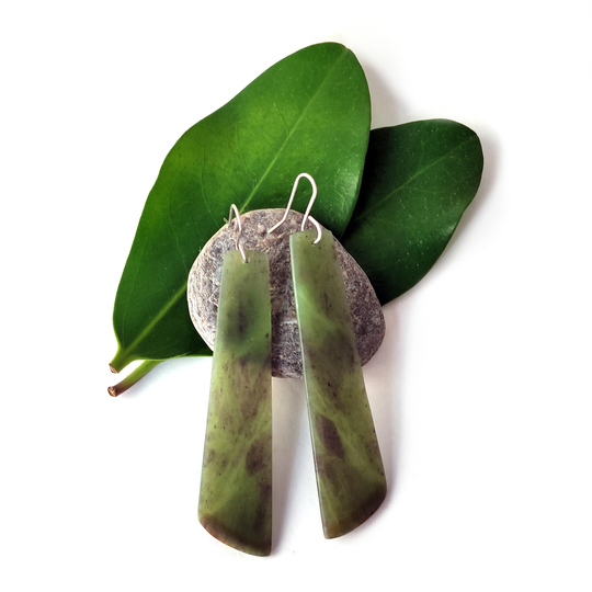 Pounamu Earrings Silver Hooks 