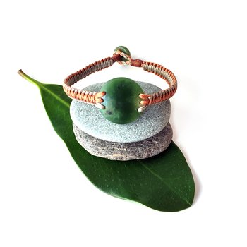 Pounamu Bracelet Disc Multi Orange Cord-jewellery-The Vault