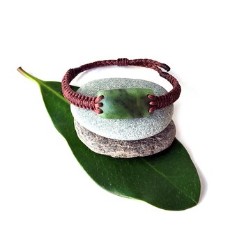 Pounamu Bracelet Adjustable Brown Cord-jewellery-The Vault