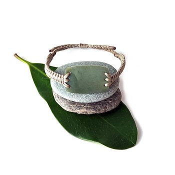 Pounamu Bracelet Adjustable Khaki Cord-jewellery-The Vault
