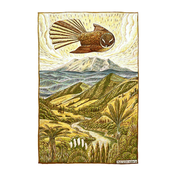 Piwakawaka at Whanganui A4 Print-artists-and-brands-The Vault