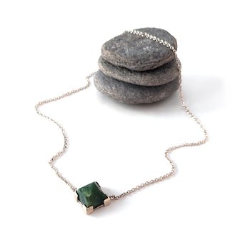 Square Facet Pounamu Corner Set Necklace-jewellery-The Vault