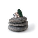 Fern Cuff Ring w Faceted Pounamu