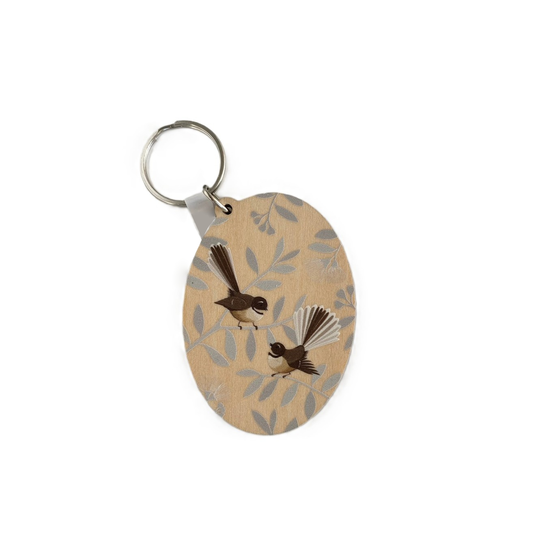 Fantail Pair Wood Keytag