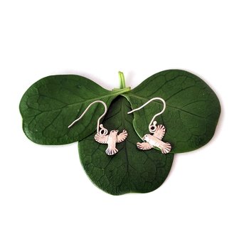 Grey Warbler Earrings Silver-jewellery-The Vault