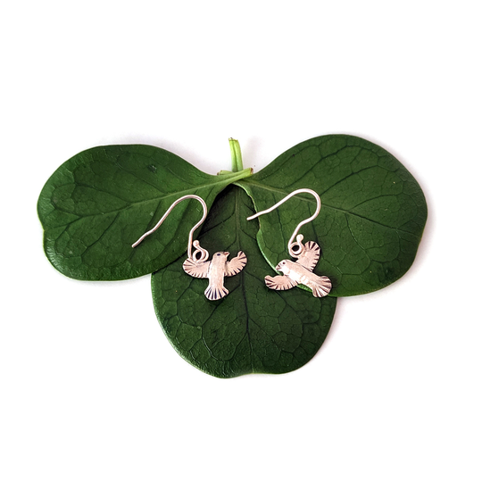 Grey Warbler Earrings Silver