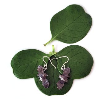Pekapeka Bat Earrings Silver-jewellery-The Vault