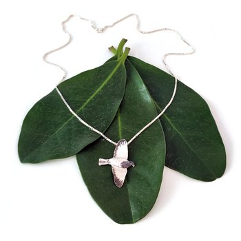 Flying Kereru Pendant Silver Small-jewellery-The Vault