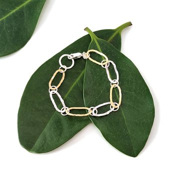 Silver and Brass Oval Link Bracelet-jewellery-The Vault