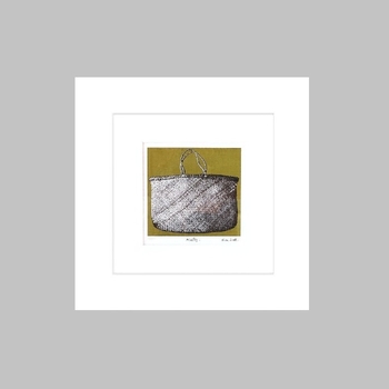 Kete Green Background Matted Hand Screen Print-artists-and-brands-The Vault