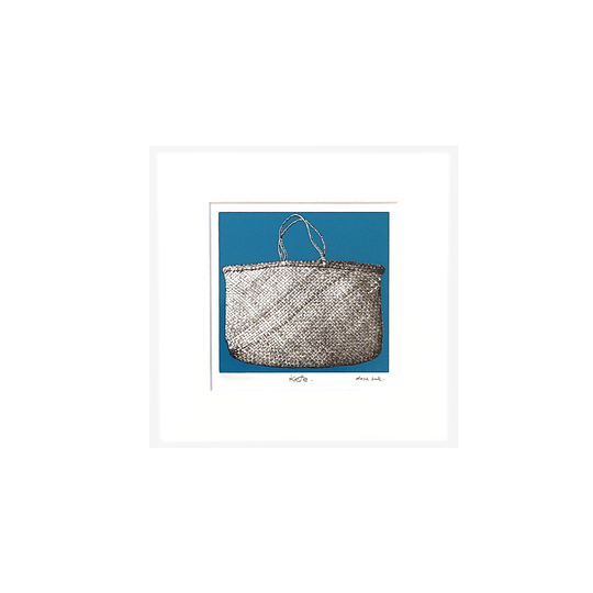 Kete Teal Background Matted Screen Print