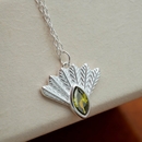 Fantail Messenger Necklace Olive Silver