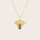Fantail Messenger Necklace Olive Gold Plate