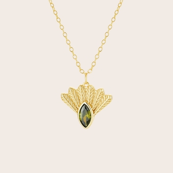 Fantail Messenger Necklace Olive Gold Plate-jewellery-The Vault