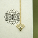 Fantail Messenger Necklace Olive Gold Plate