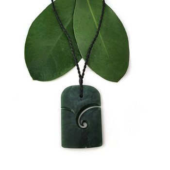 Arahura Pounamu Pendant Simple Toki with Koru Detail-jewellery-The Vault