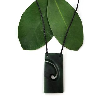 Arahura Pounamu Pendant Simple Toki with Koru Detail-jewellery-The Vault