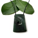 Arahura Pounamu Pendant Simple Toki with Koru Detail