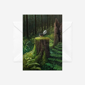 Piwakawaka on Stump Card-cards-The Vault