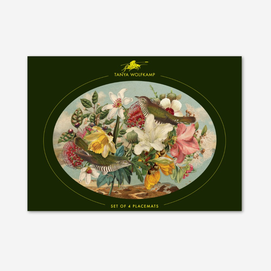 Oval Placemat Set of 4 Vintage Birds