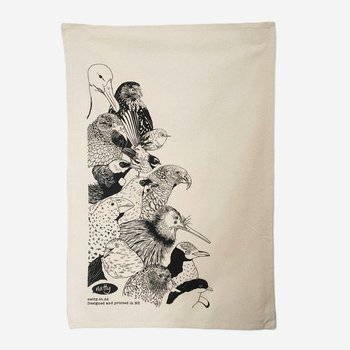 Birds of Aotearoa Organic Cotton Tea Towel-artists-and-brands-The Vault