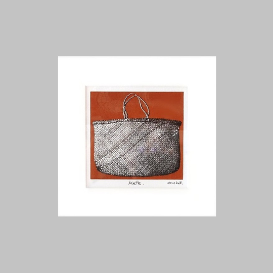 Kete Bronze Background Matted Hand Screen Print