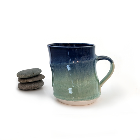 Double Fluted Cup Blue Rim