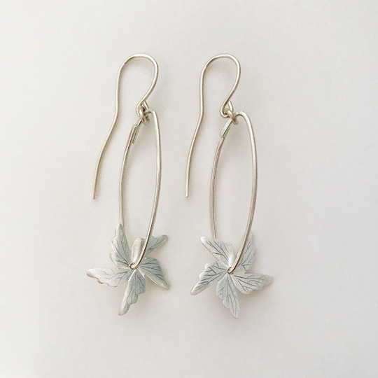Silver Lacebark Flower Drop Earrings