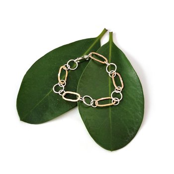 Silver Round and Brass Oval Link Bracelet -jewellery-The Vault
