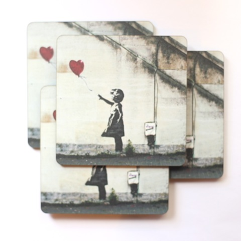 Coaster Set of 4 Banksy Girl