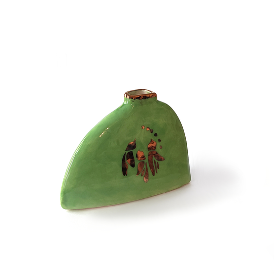 Medium Triangular Green Luster Vase