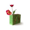 Flat Rectangular Green Luster Vase