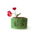 Curved Flat Green Luster Vase 