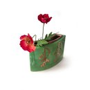 Curved Flat Green Luster Vase 