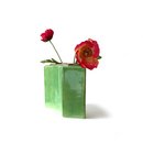 Curved Flat Green Luster Vase 