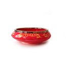Large Red Bowl Yellow Scroll Detail