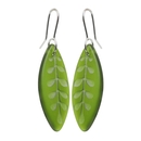 Glass Kowhai Leaf Earrings Green