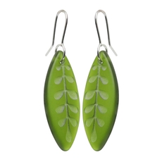 Glass Kowhai Leaf Earrings Green-jewellery-The Vault