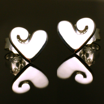 Silver Koru Heart Studs