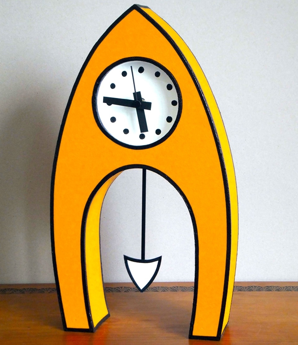 Lge Cartoon Clock Pointed Orange w Pend Roman Kleinstein at The Vault