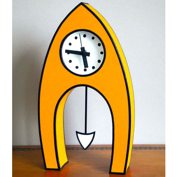 Lge Cartoon Clock Pointed Orange w Pend