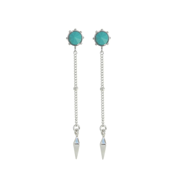 Stud Chain Drop Earrings Turquoise