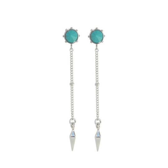 Stud Chain Drop Earrings Turquoise