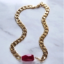 Gold Plate Red Chalcedony 10mm necklace