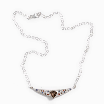 Silver Trillion Smoky Quartz Necklace